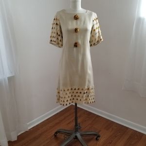 FINAL PRICE minidress vtg 60s-70s linen yarn tufts